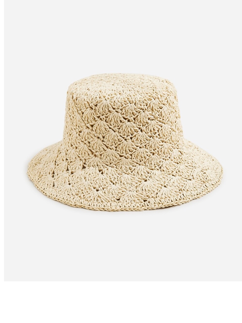 J. Crew Crochet Straw Bucket Hat in Cream